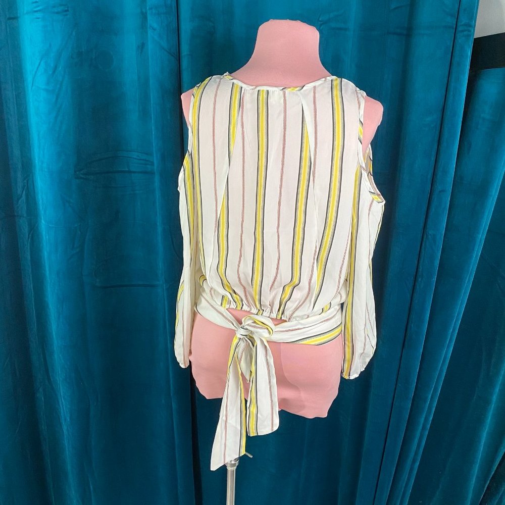 Sweet Wanderer Striped Cold Shoulder Top Blouse - Picture 4 of 8